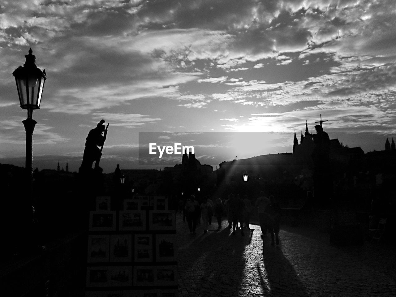 Silhouette city at dusk