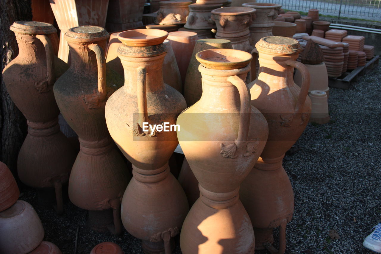 High angle view of various objects for sale in market