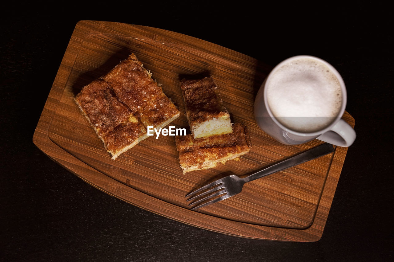 Top view of pieces of churro cheesecake dessert for a yummy treat