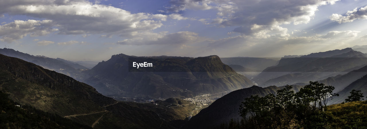 View of mountain range at night