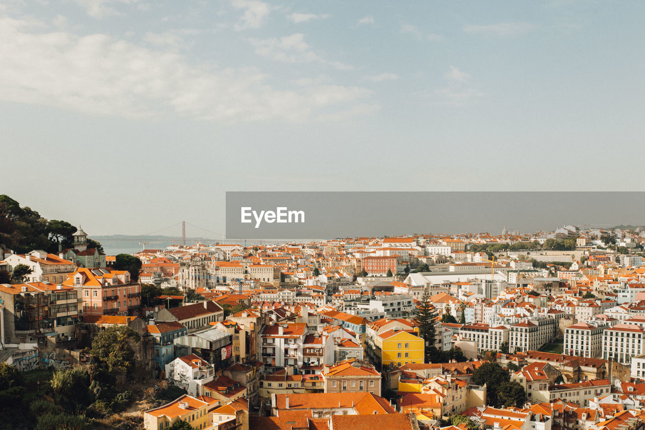 Aerial view of buildings against sky