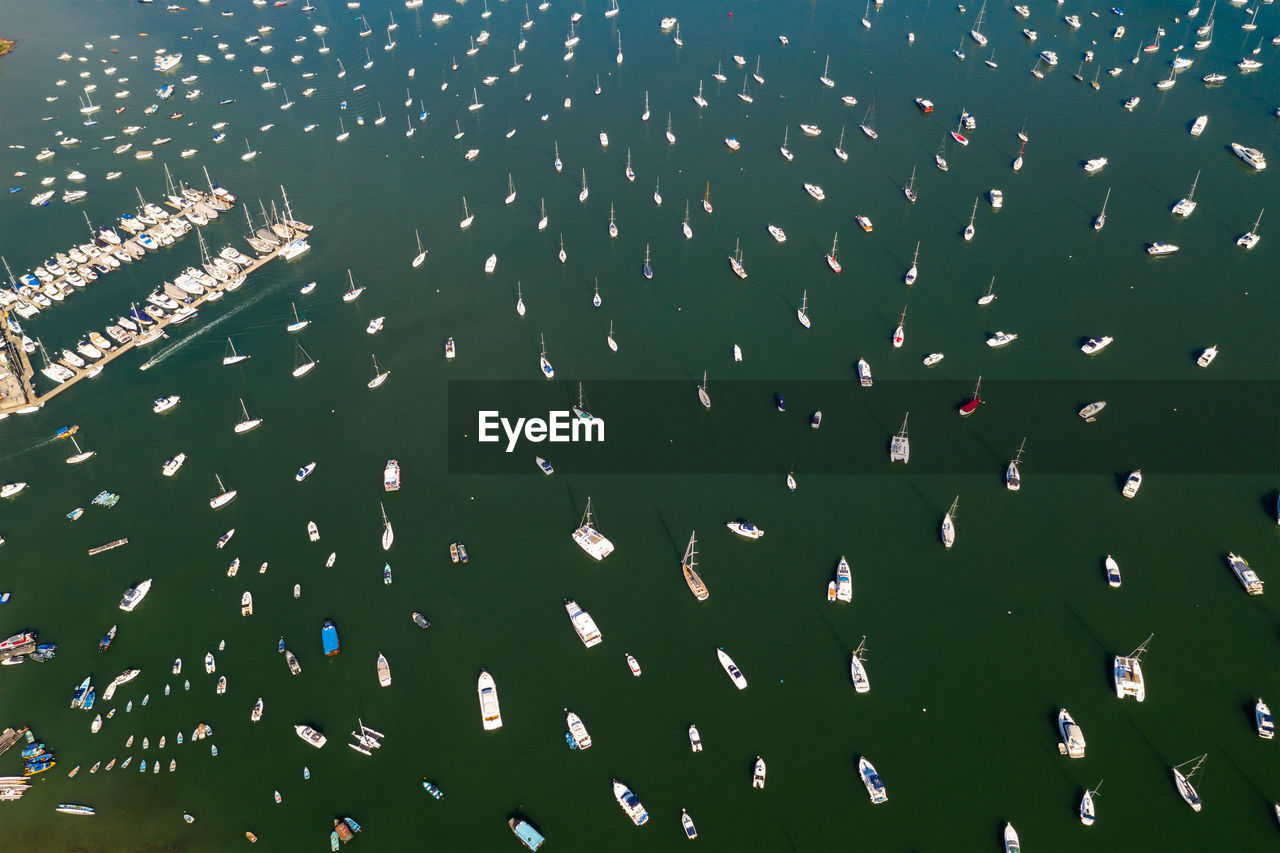 Aerial view of boats water