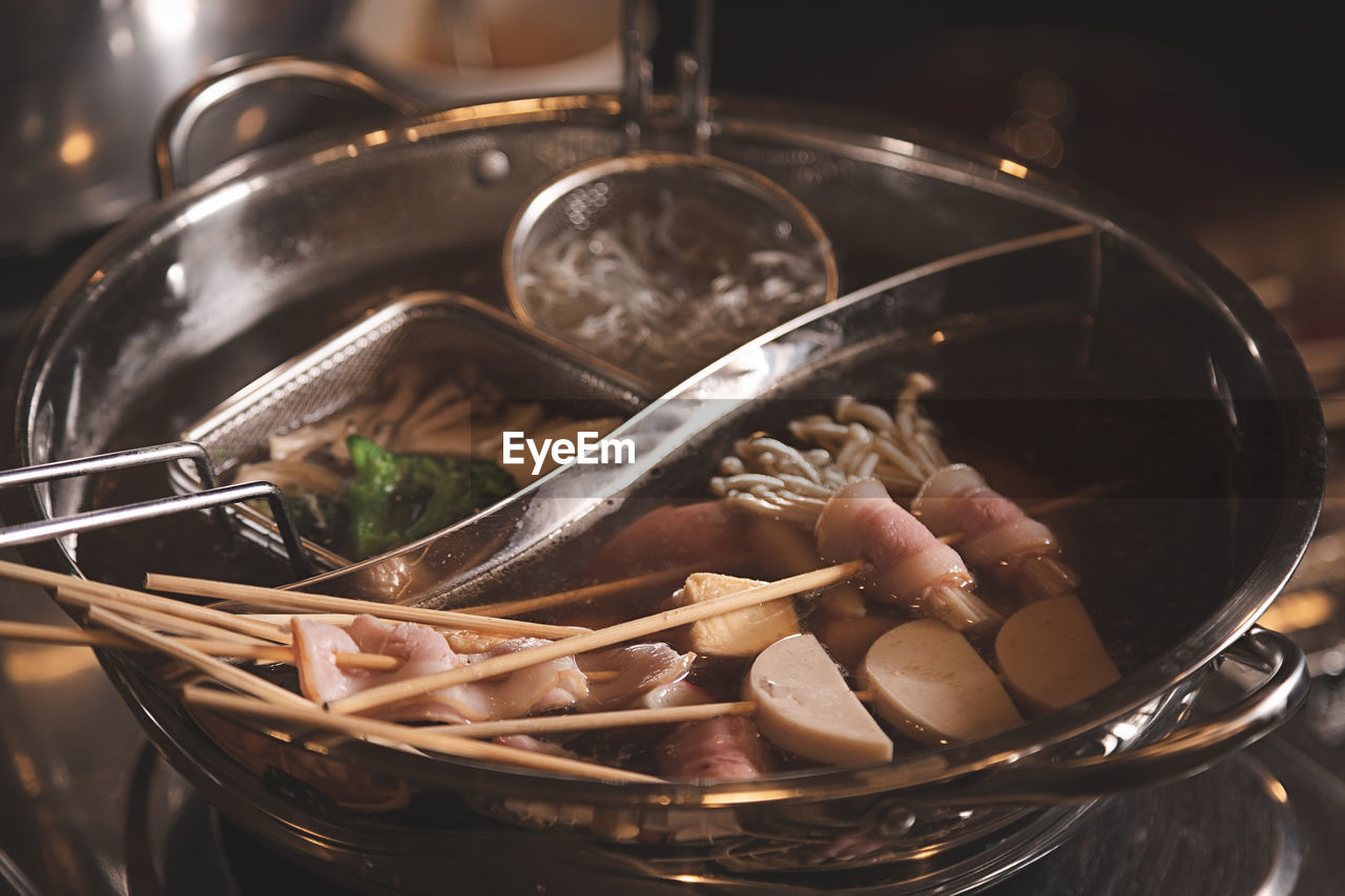 Shabu put in stick style for grab and bite after boil in the bowl of soup in japanese style