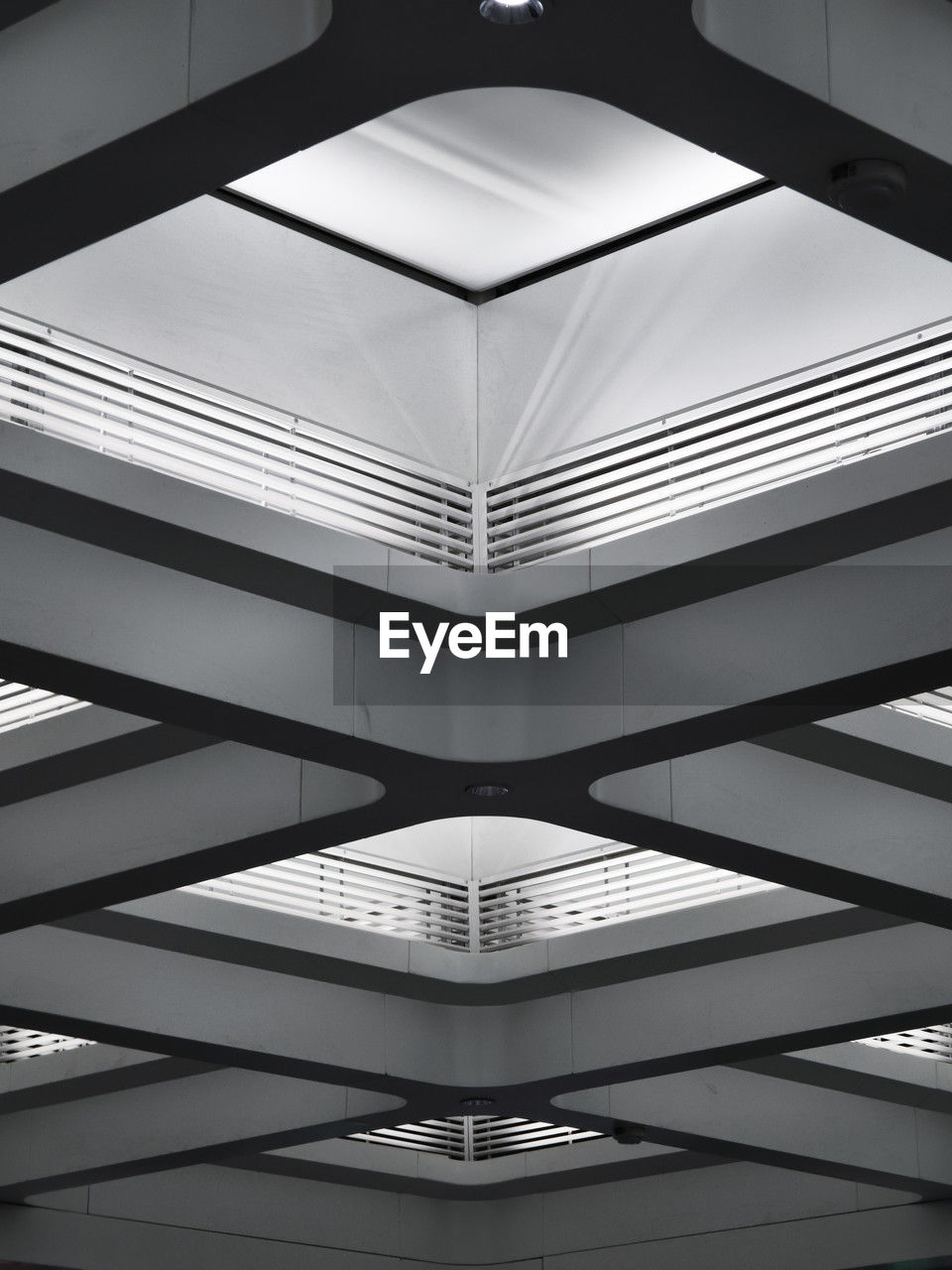 low angle view of skylight in building