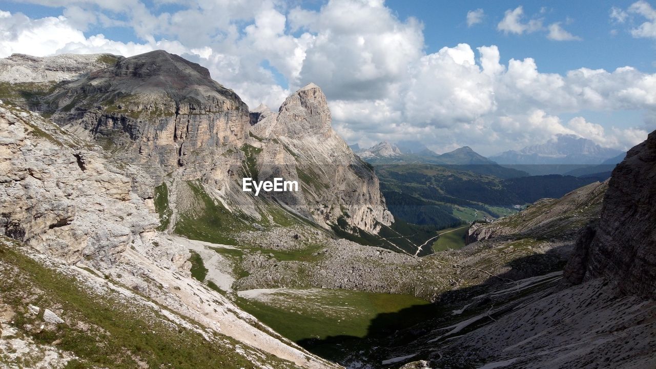 Scenic view of rocky mountains against sky