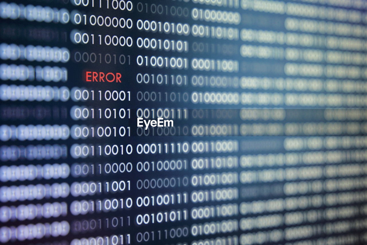 Close-up of binary code on screen