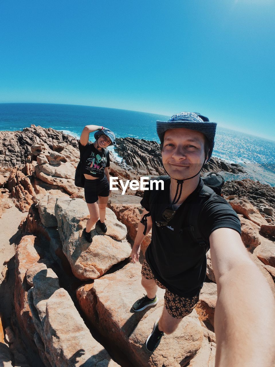 Millennial gen z couple selfie having fun on vacation