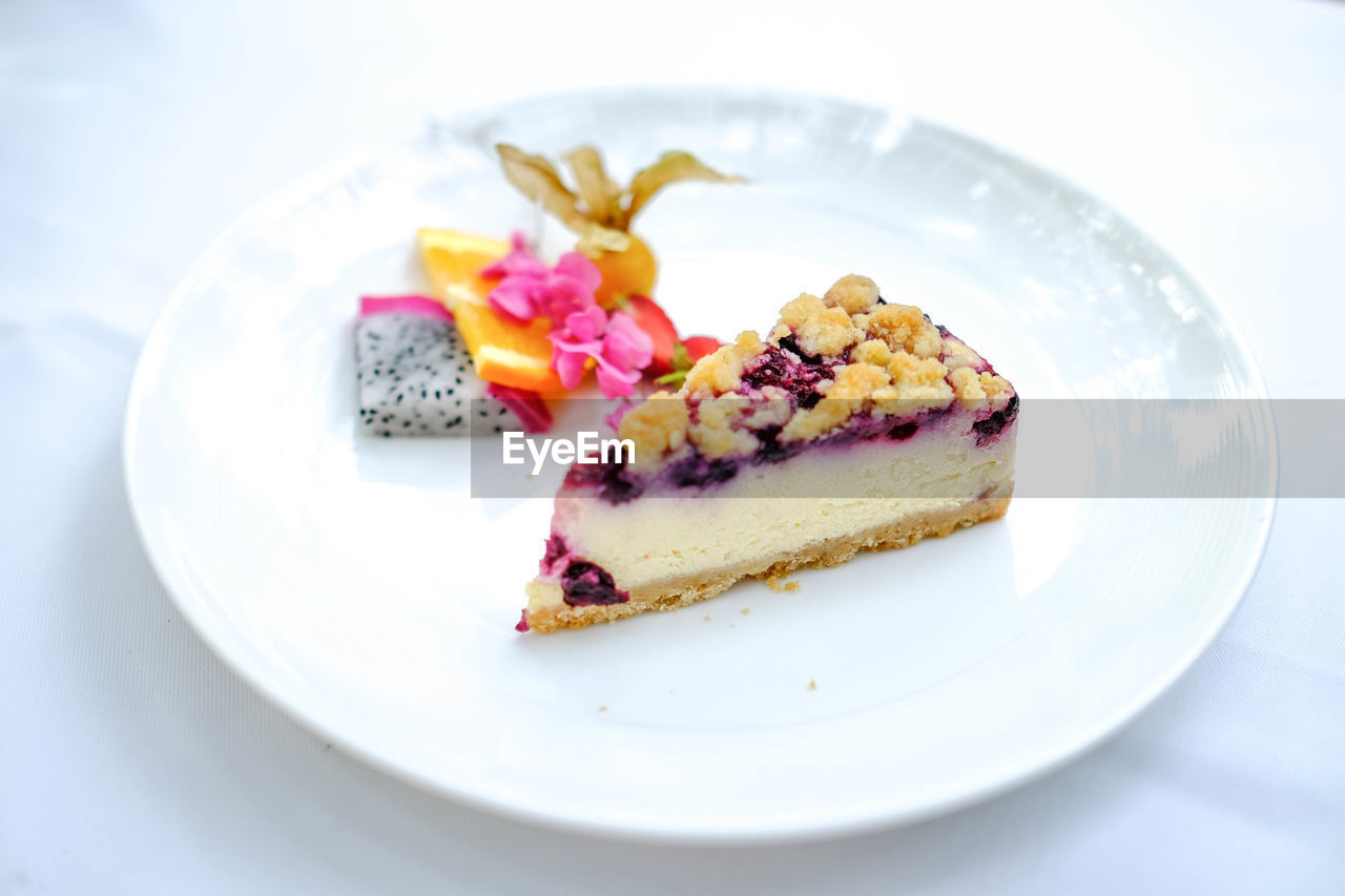 food and drink, food, plate, fruit, sweet food, sweet, dessert, freshness, healthy eating, produce, dish, plant, cake, breakfast, meal, baked, berry, slice, no people, gourmet, cheesecake, temptation, indoors, wellbeing, nature, table, slice of cake, close-up