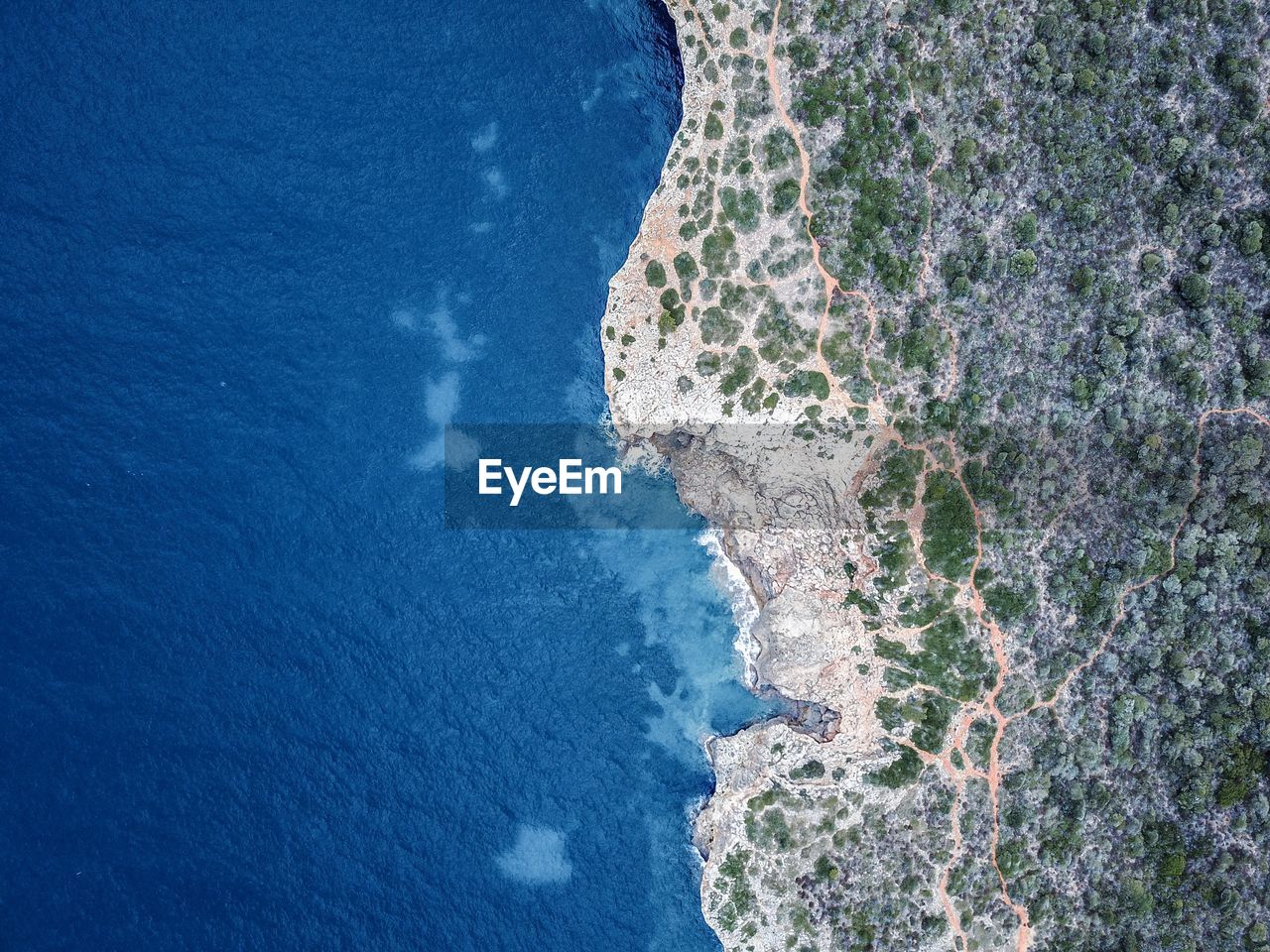 Aerial view of sea and coastline