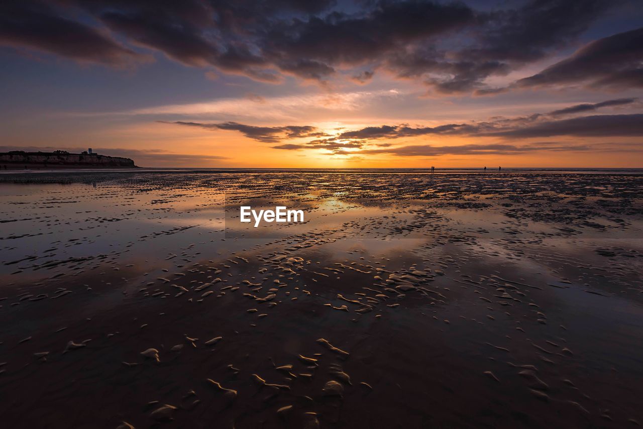 Scenic view of sea against sky at sunset