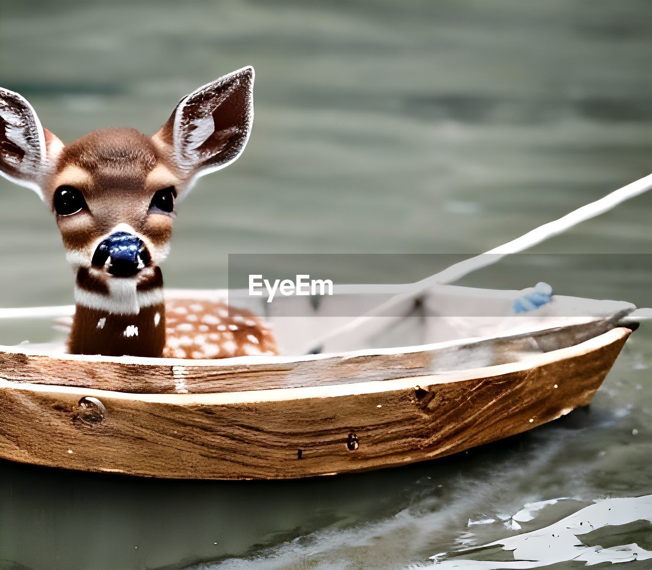 animal, animal themes, mammal, one animal, water, deer, no people, nautical vessel, nature, portrait, boat, animal wildlife, animal body part, transportation, day, looking at camera, outdoors, domestic animals, fun