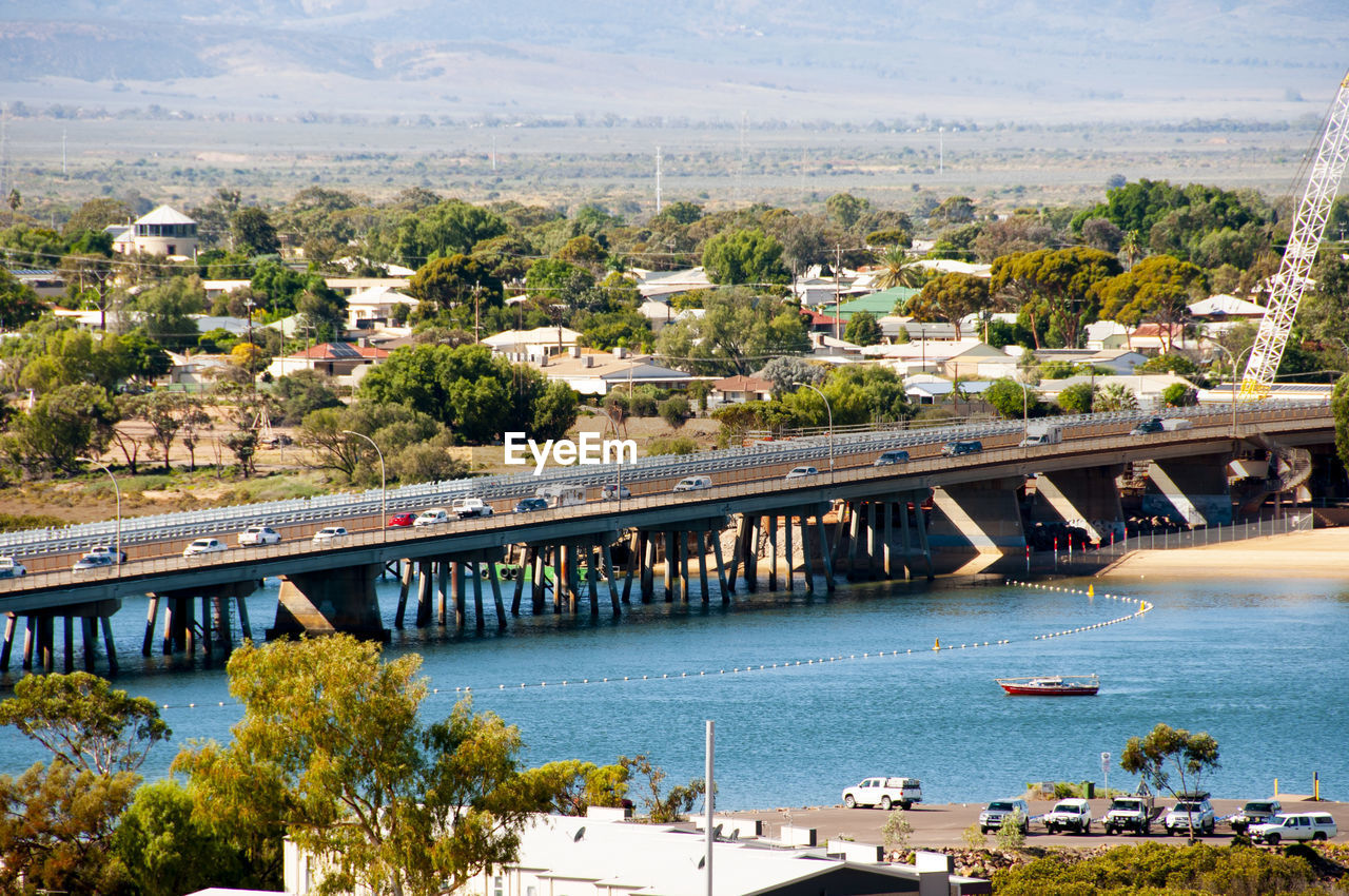 high angle view of bridge over river