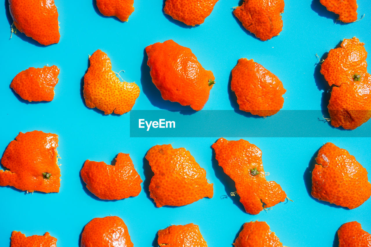 High angle view of orange slices in plate