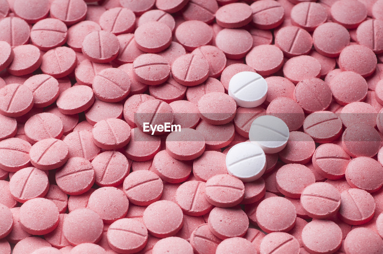 Close-up of pink pills