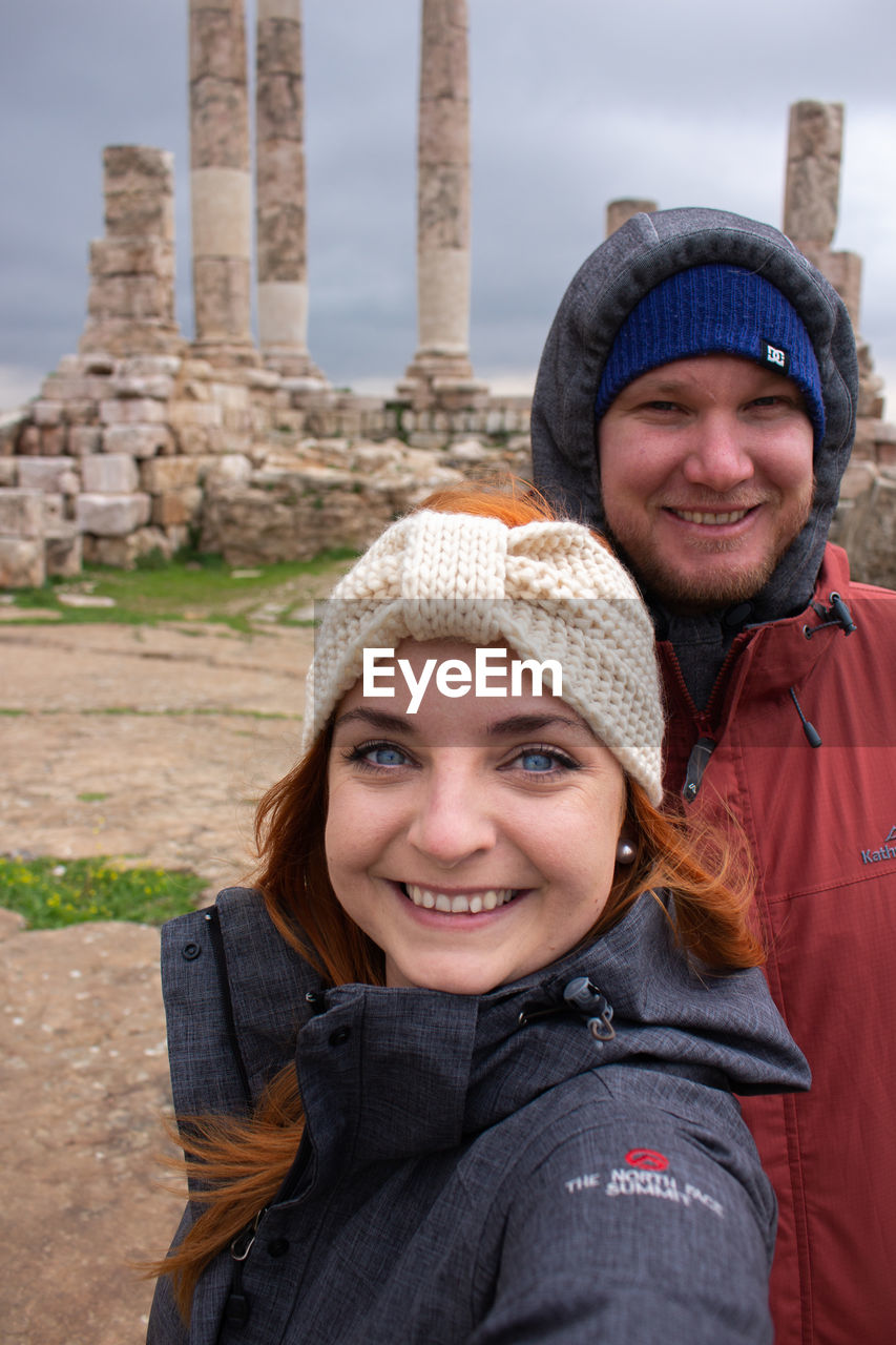 Selfie of a couple by temple of hercules