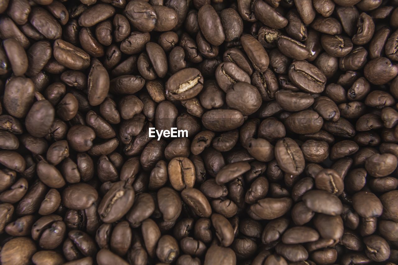 full frame shot of roasted coffee beans for sale