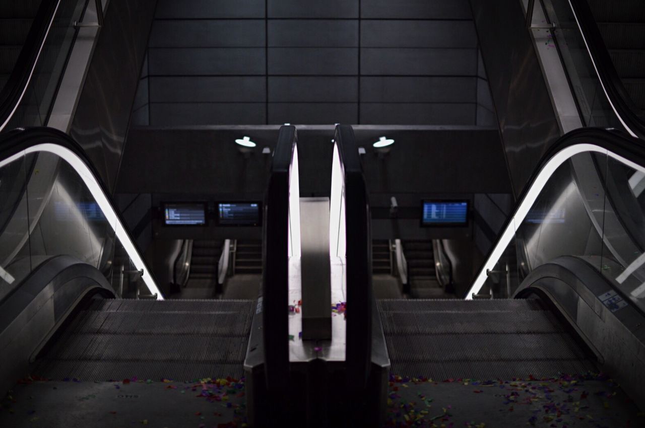 High angle view of escalator at subway station