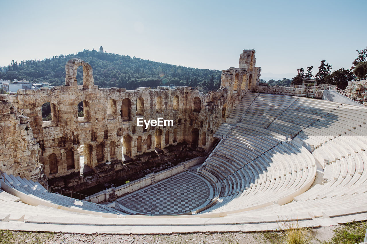 High angle view of amphitheater against sky