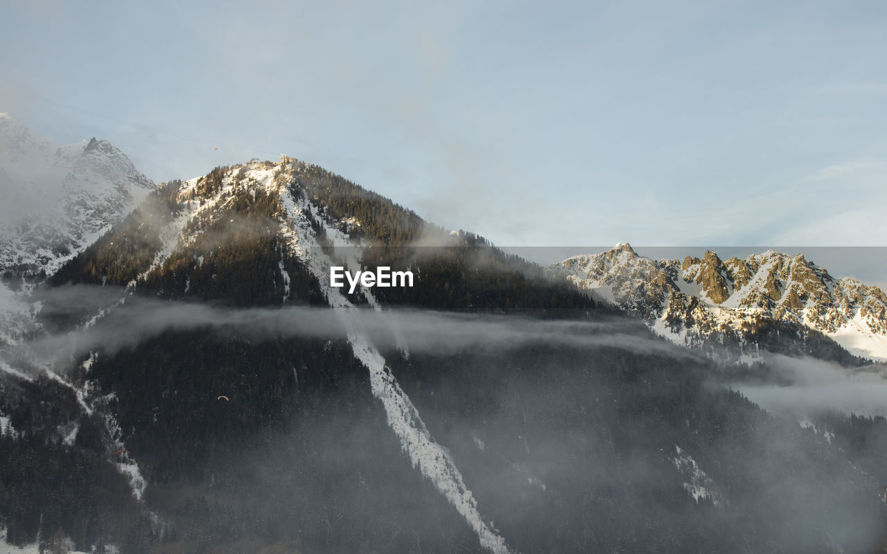 Scenic view of lake against sky during winter