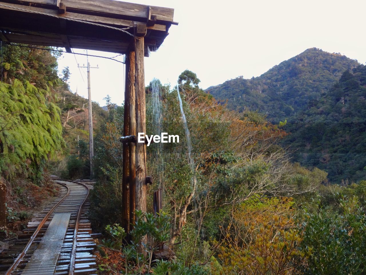 View of railroad track on mountain