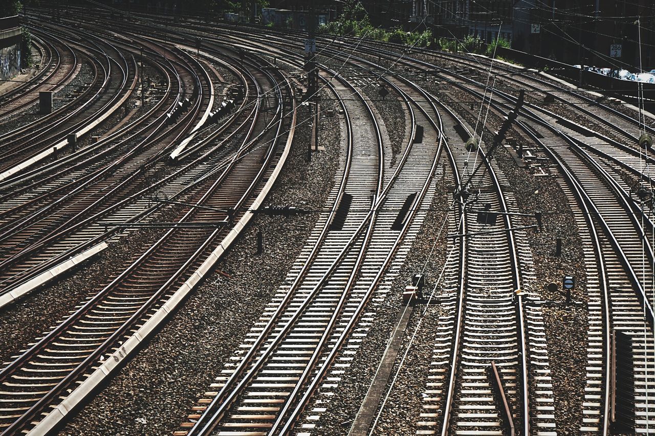 High angle view of railroad tracks