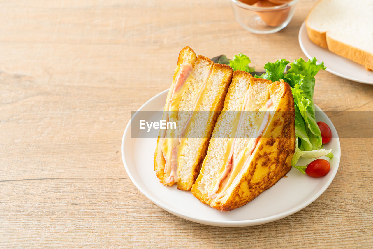 CLOSE-UP OF BREAKFAST ON TABLE