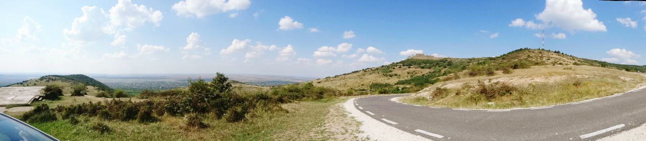 PANORAMIC VIEW OF WINDING ROAD AGAINST SKY