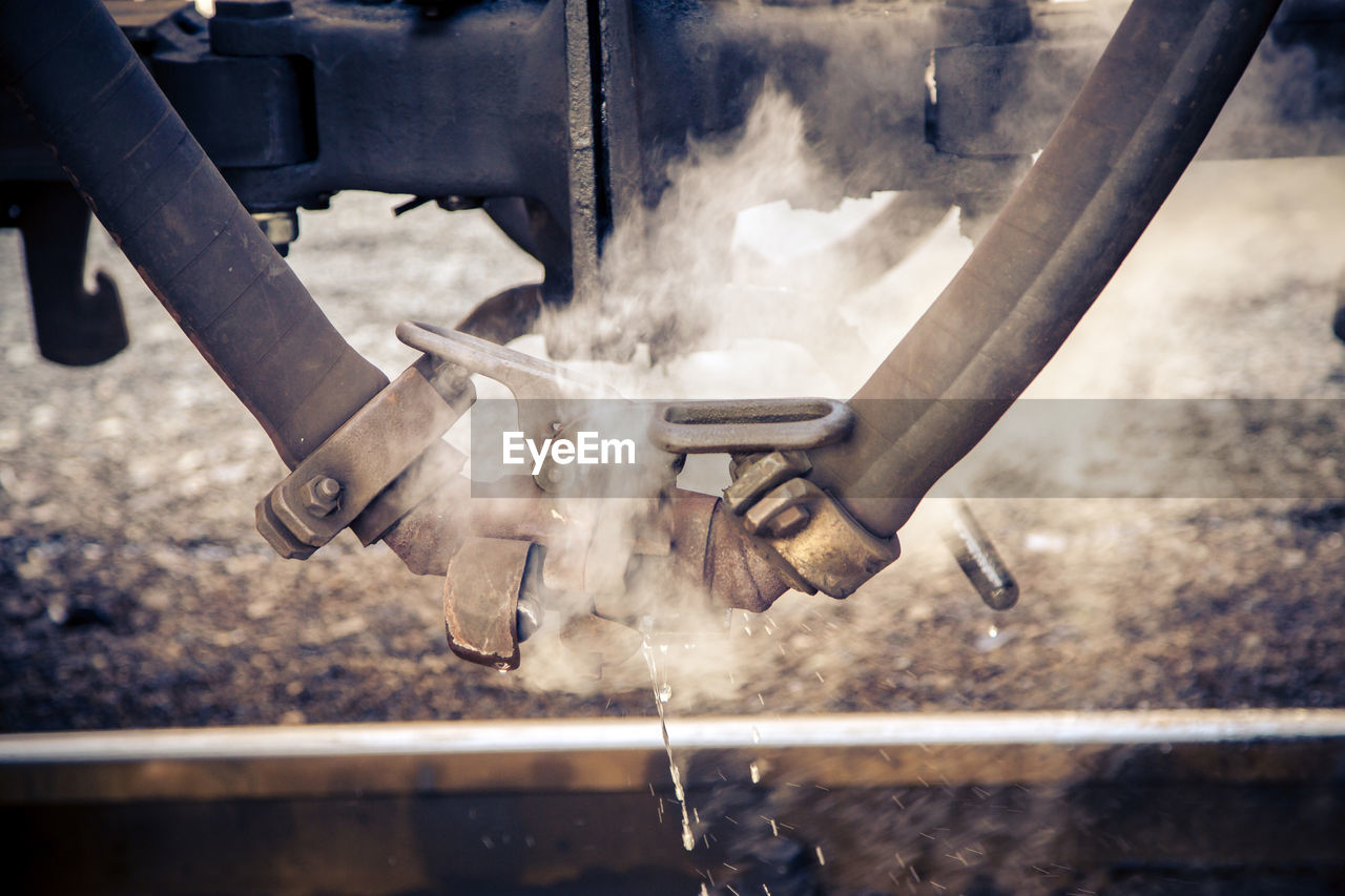 Smoke emitting from train part