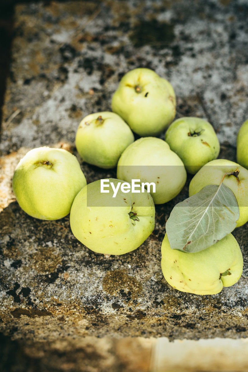 close-up of green apples