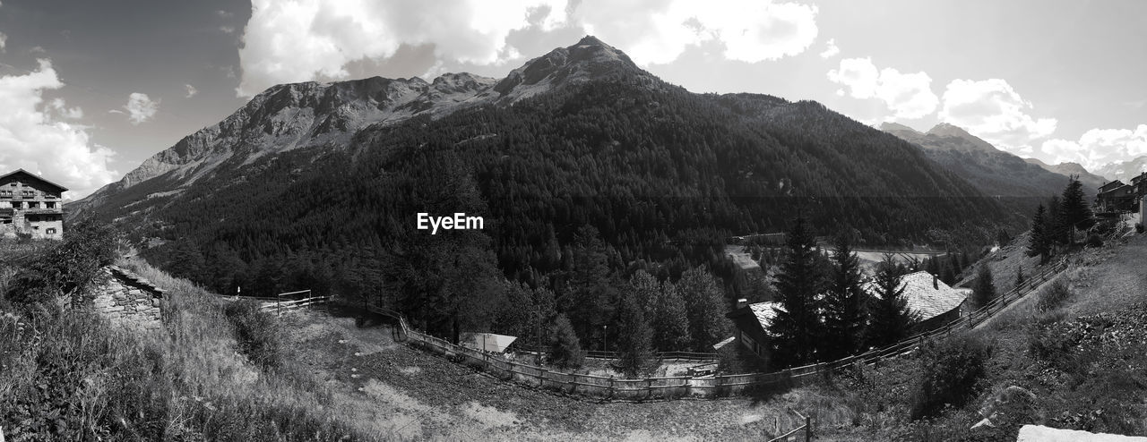 Panoramic view of mountains against sky