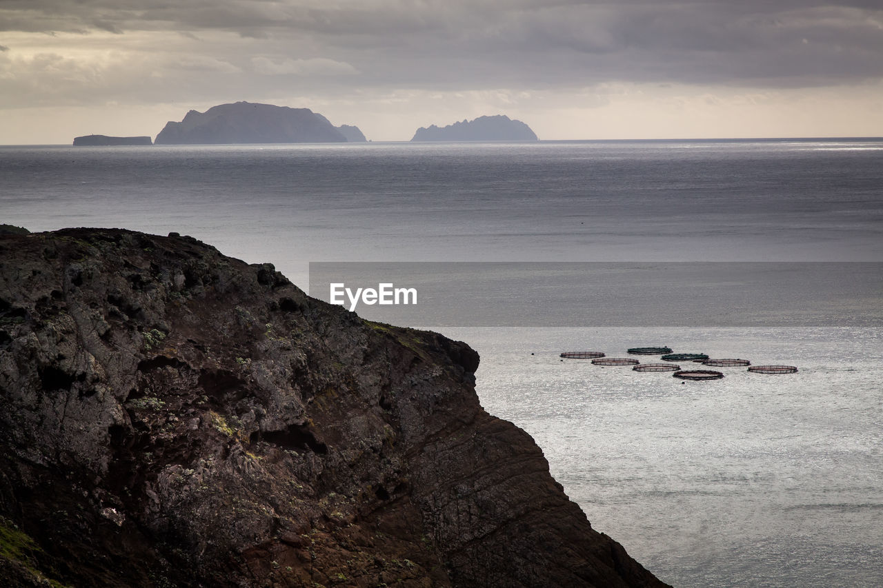 Scenic view of sea against cloudy sky