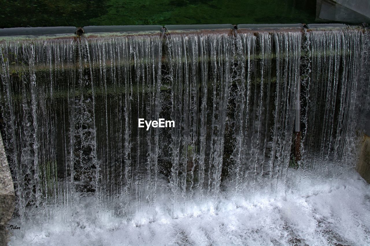 High angle view of artificial waterfall