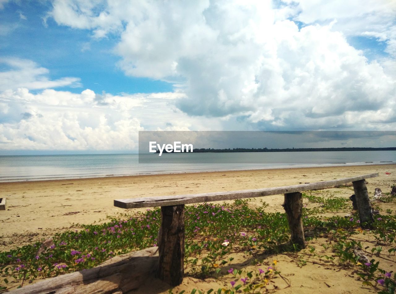 Scenic view of sea against cloudy sky