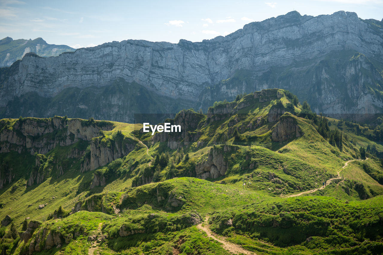 Panoramic view of mountains against sky