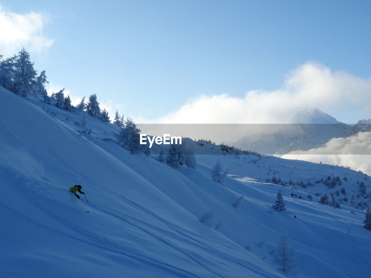 Scenic view of snowcapped mountain against sky