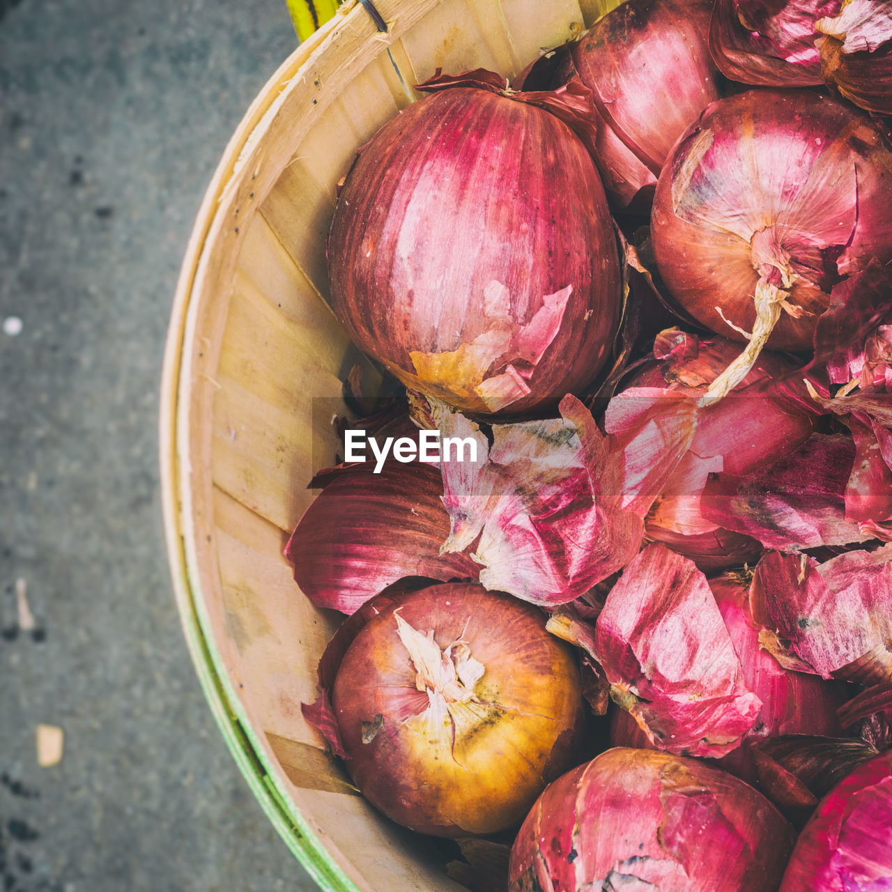High angle view of onion for sale