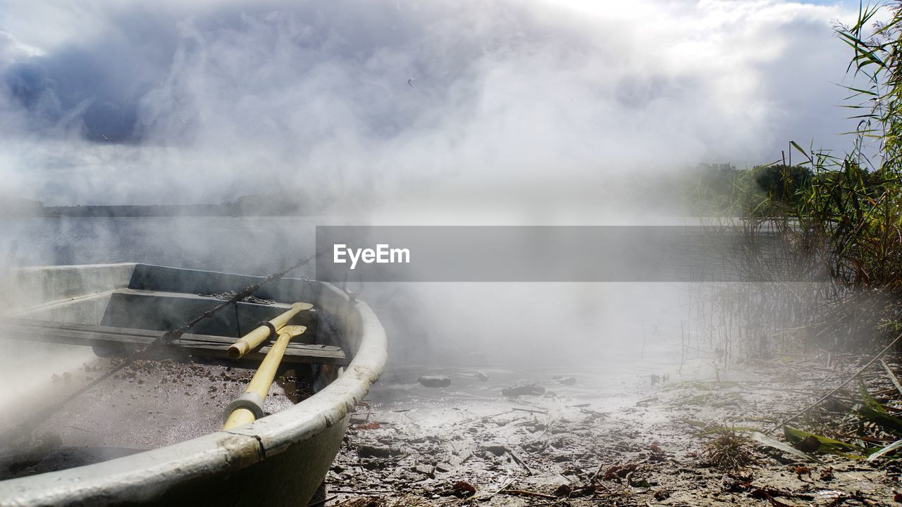 Smoke emitting from volcanic landscape