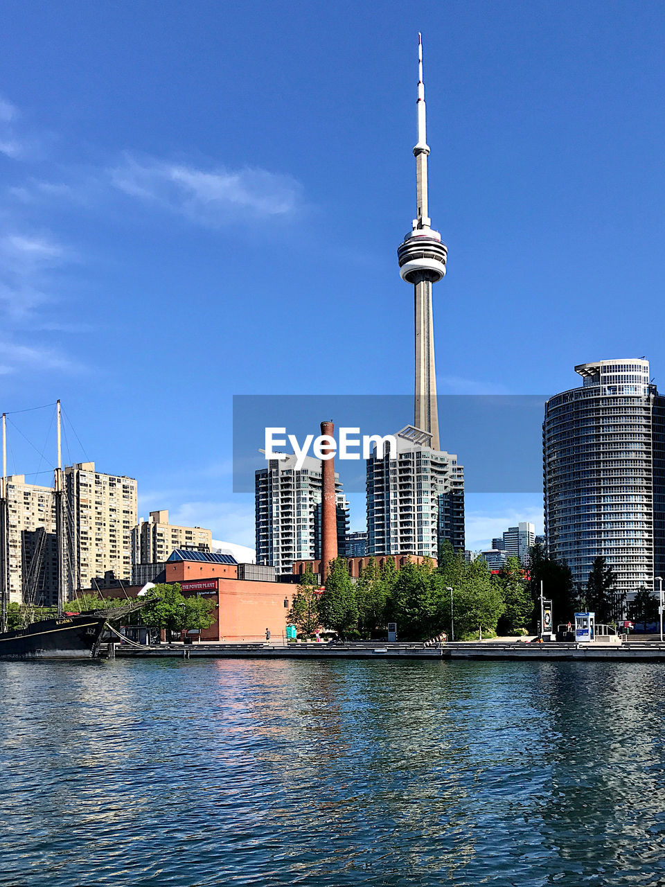 City buildings against blue sky