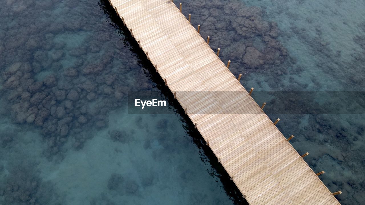 High angle view of deck on the sea