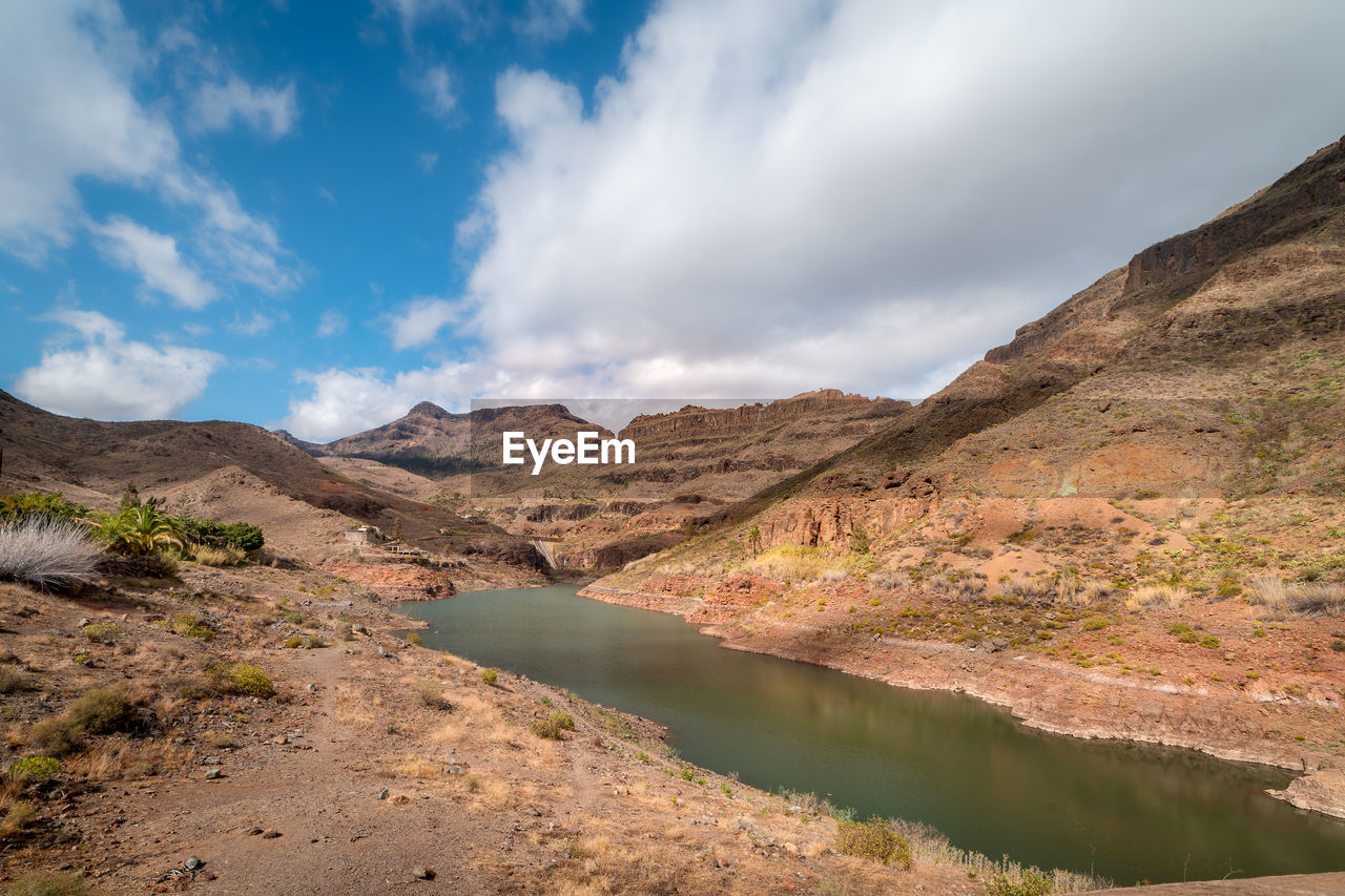 SCENIC VIEW OF LAKE AMIDST MOUNTAINS AGAINST SKY