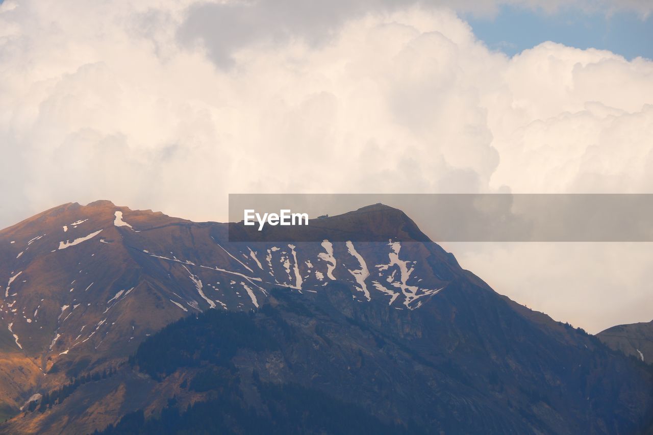 View of mountain range against cloudy sky