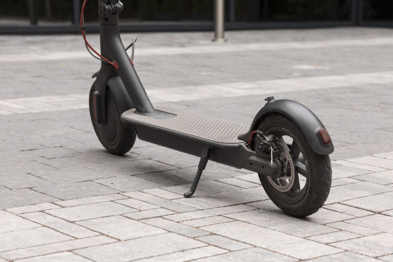 View of push scooter on street