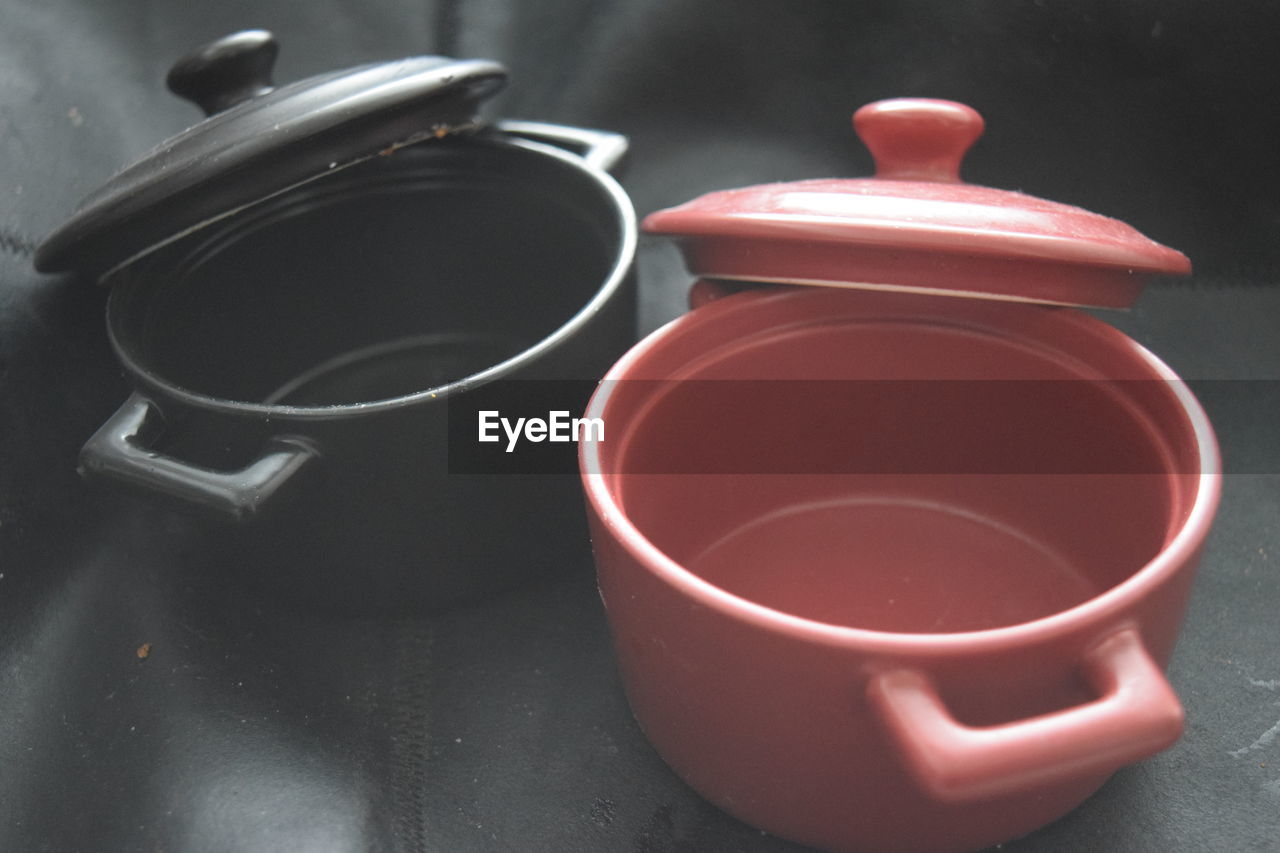 Close-up of red teapot