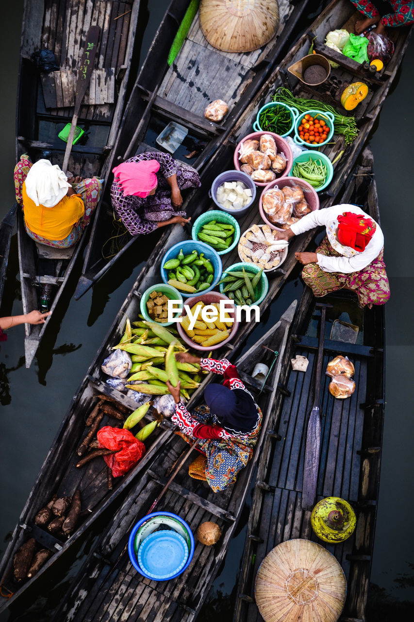 High angle view of vegetables on barbecue grill