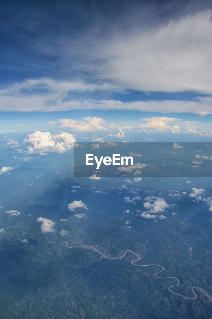 Aerial view of sea against sky