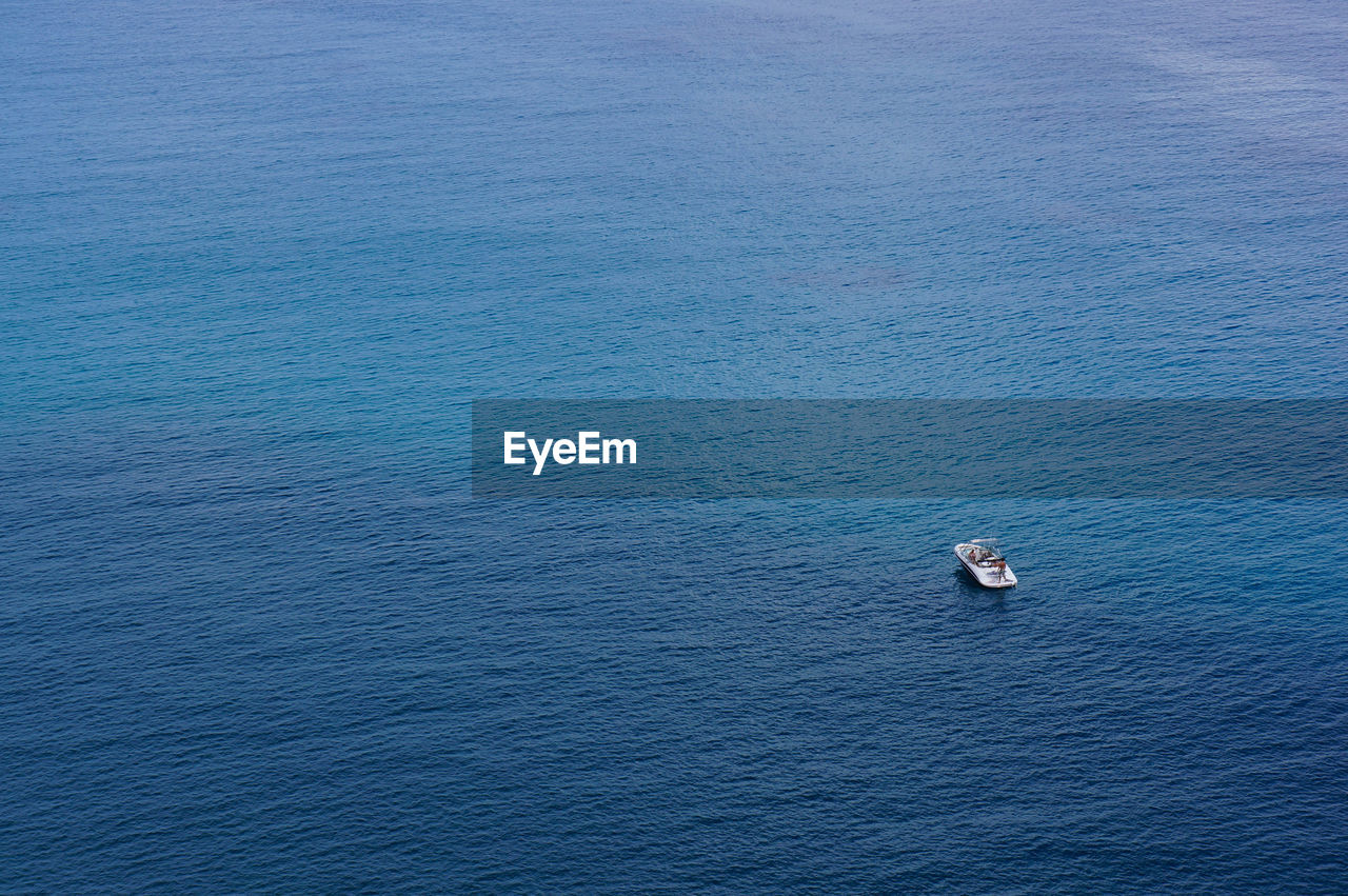 Aerial view of boat in mediterranean sea