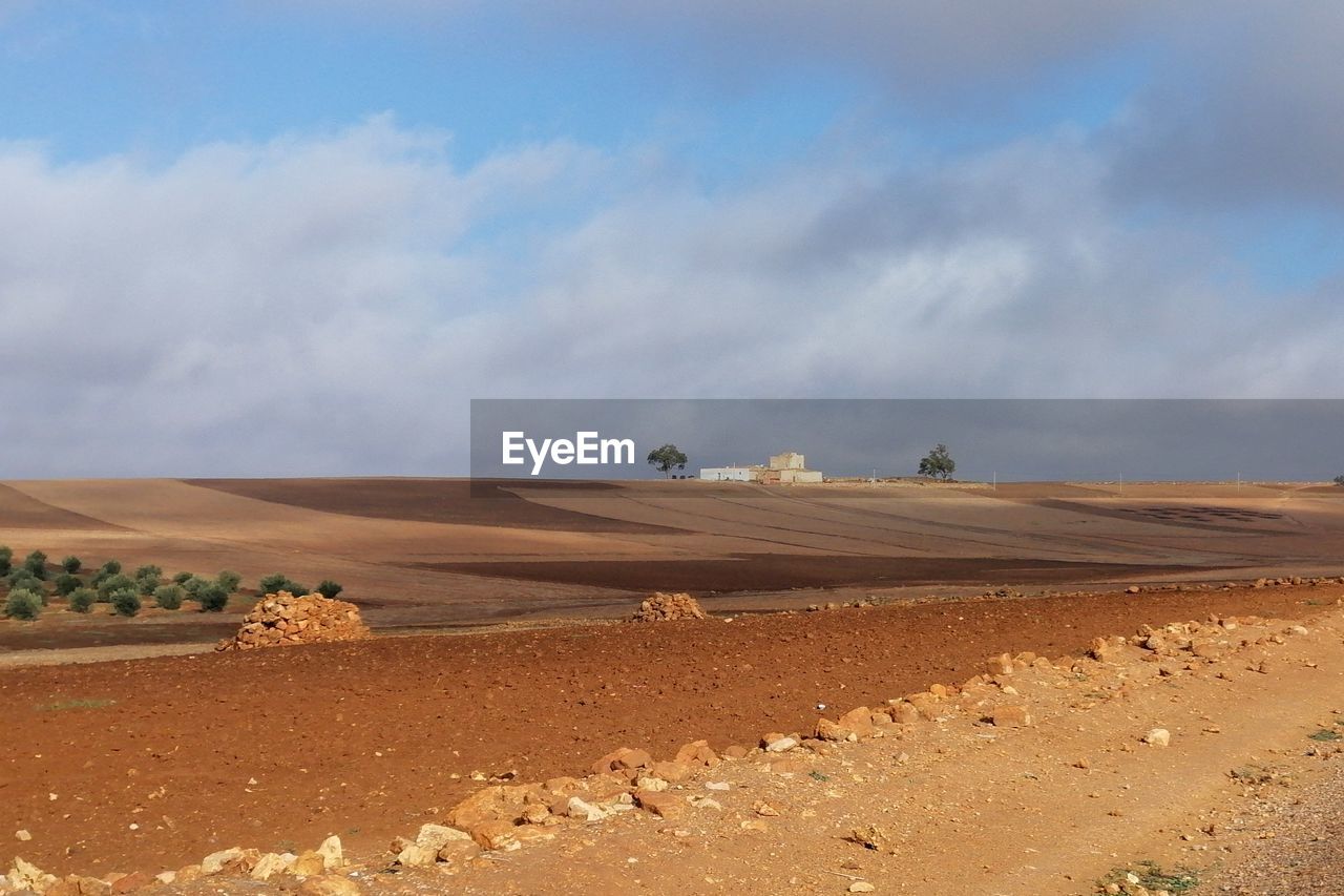 Scenic view of land sky and clouds