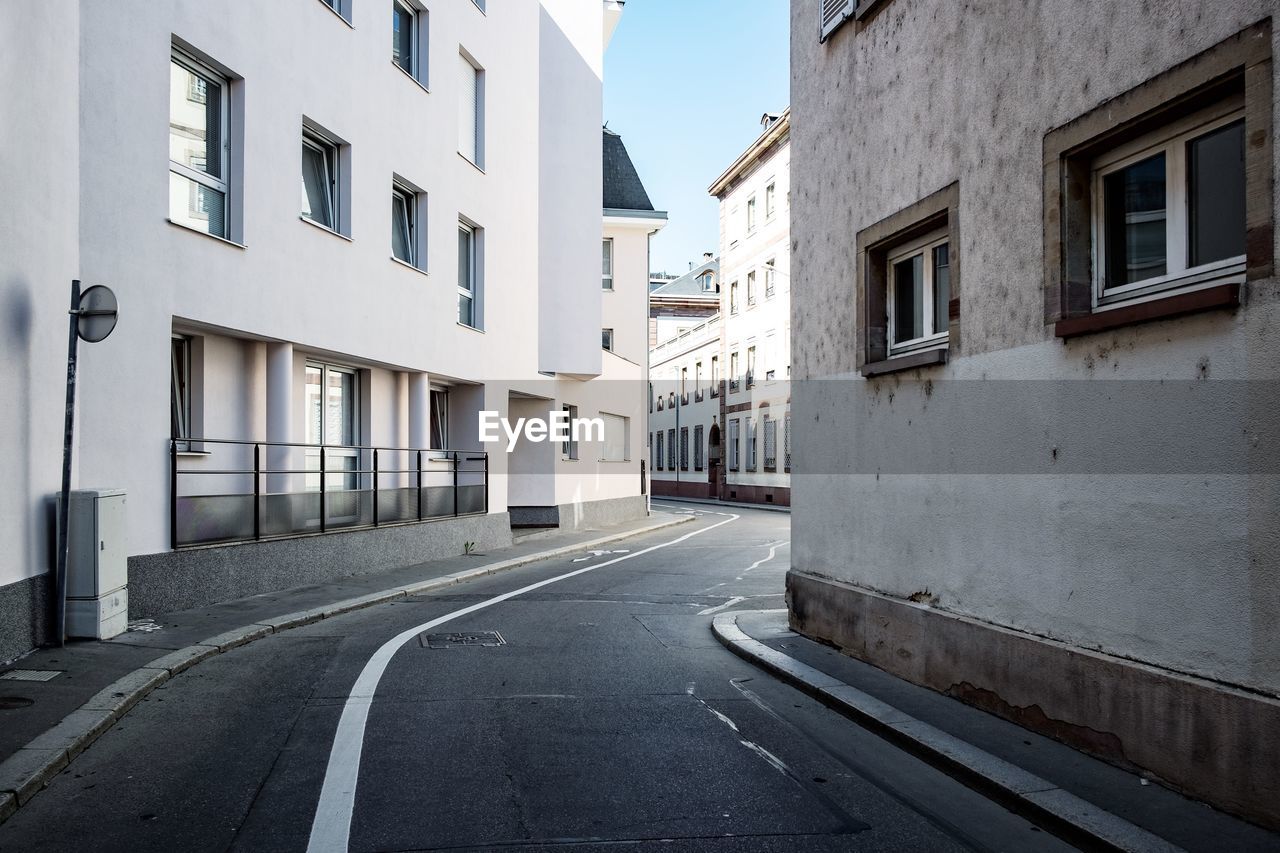 Road amidst buildings in city