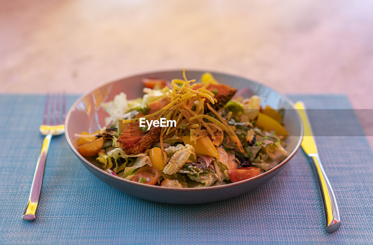 close-up of food in bowl on table