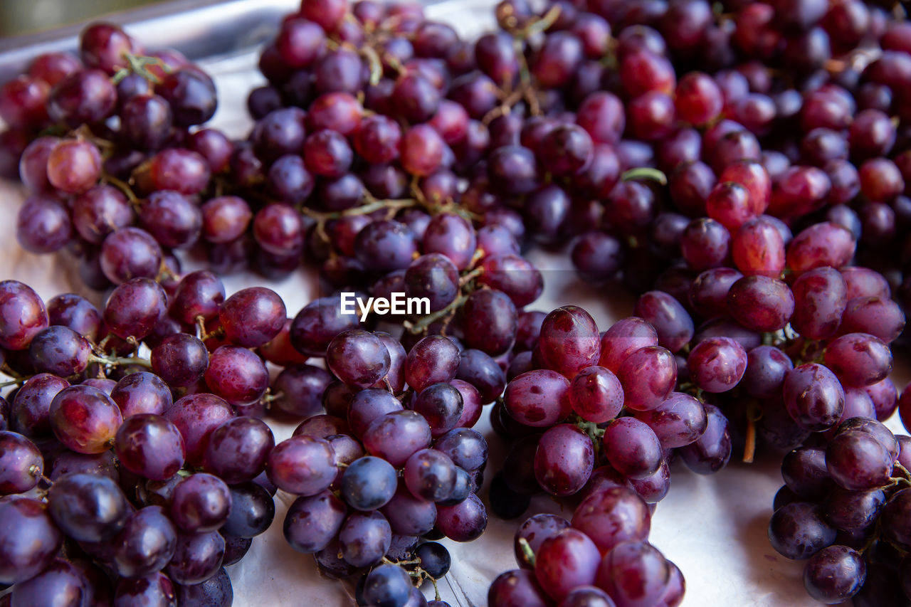 CLOSE-UP OF GRAPES IN CONTAINER